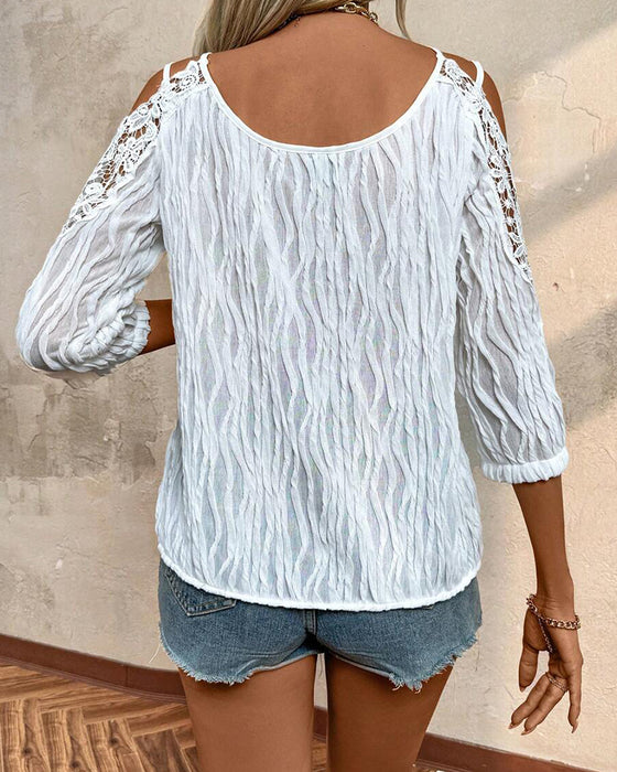 Bluse Blonde Off-Skulder Rynket Tekstureret
