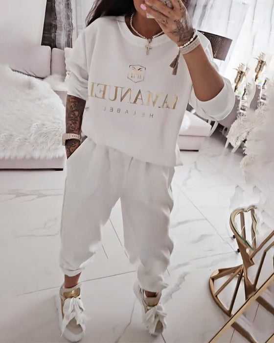 Sæt Sporty Casual Trykt To-Delts