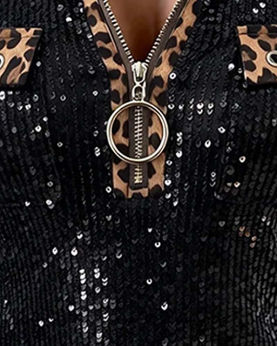 Top Stilfuld Leopard Patchwork Lynlås