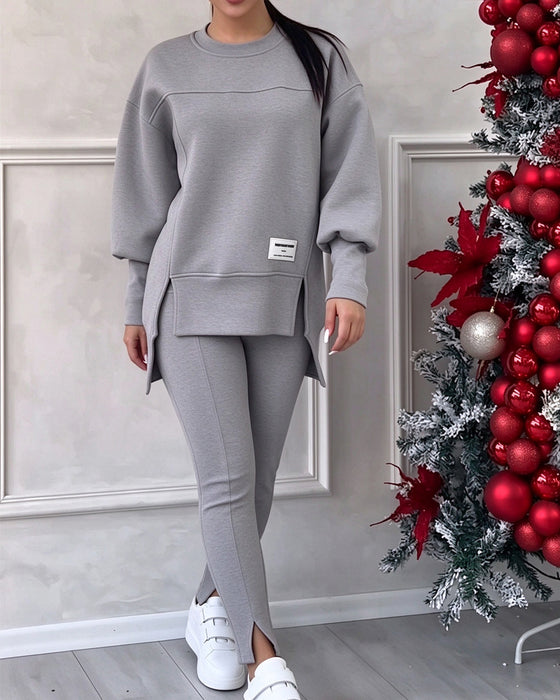 Sæt Trykt Sweatshirt Og Joggingbukser