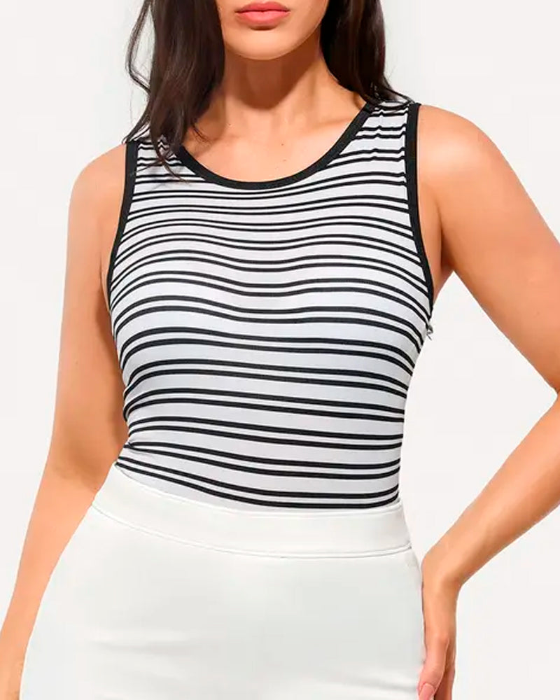Tanktop Stribet Indbygget Bh
