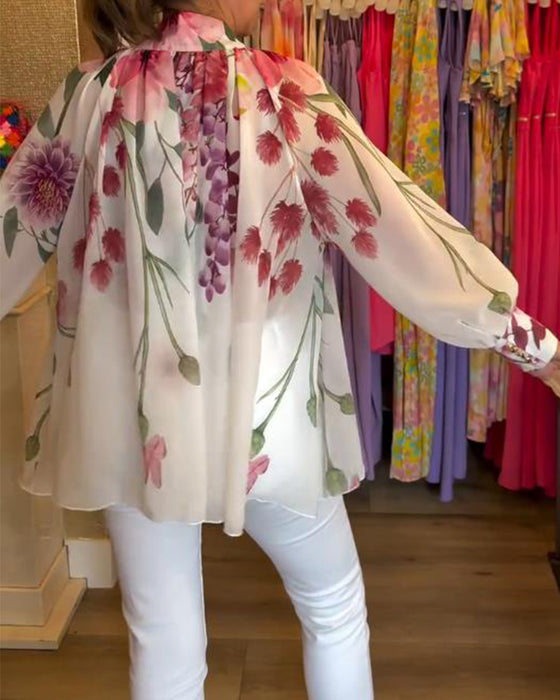 Bluse Lanterneærme Casual Printet