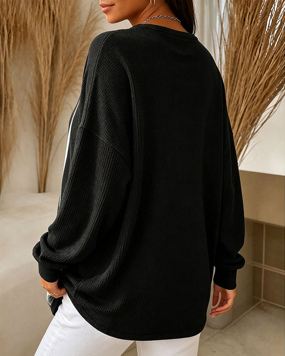 Sweatshirt Vaffel Casual Knap