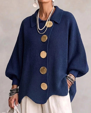 Cardigan Stor Metalknap Revers