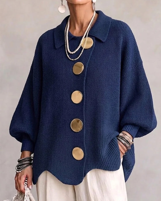 Cardigan Stor Metalknap Revers