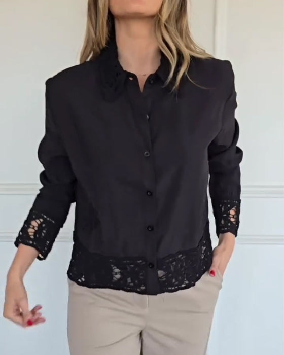 Bluse Slag Fald Blonder Patchwork