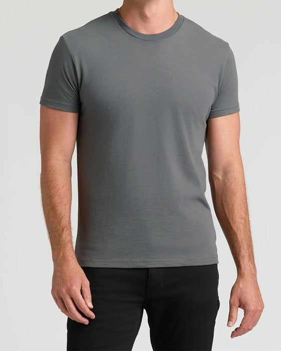 Top Herre Ensfarvet Kort Ærme