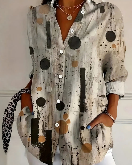 Prikket Moderne Skjorte Med Krave