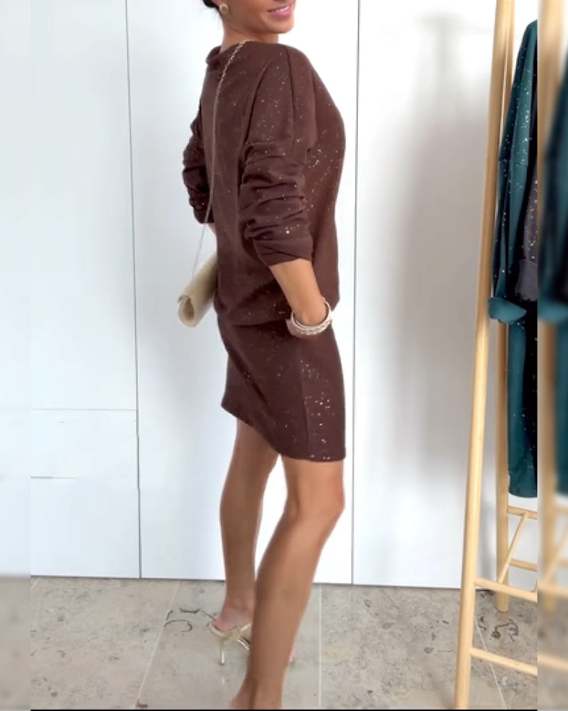 Kjole Rund Hals Fin Glitter Modne