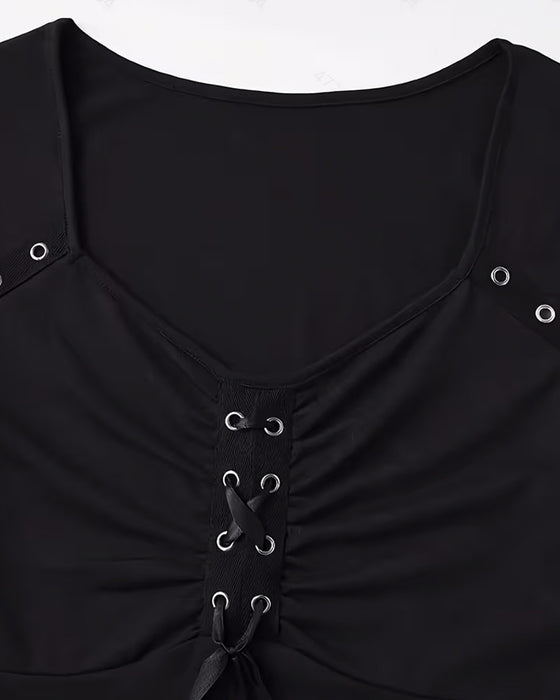 Bluse Ensfarvet Kryssremme
