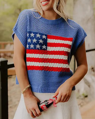 Pullover Flag Mønster Crewneck