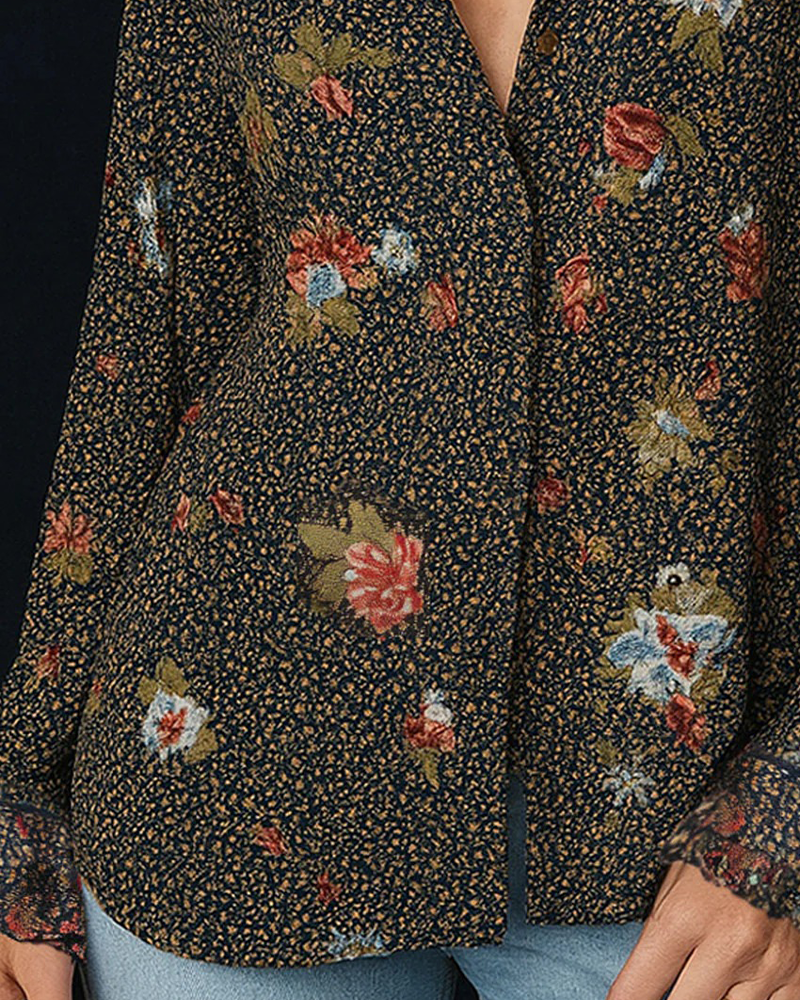 Skjorte Vintage Bohemisk Tryk