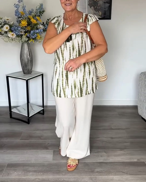 Bluse Lotusblad Ærmer Kvast Tie-Dye