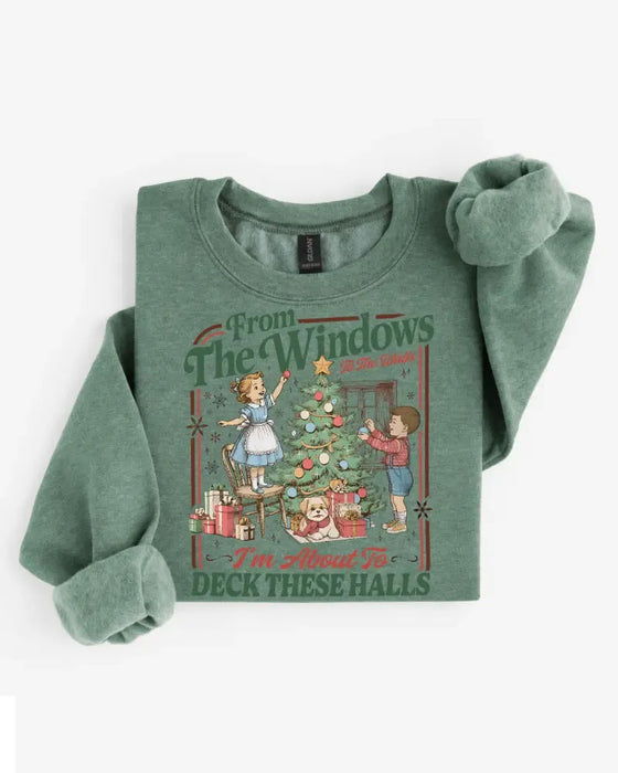 Sweatshirt Juletræstryk Rundhalset