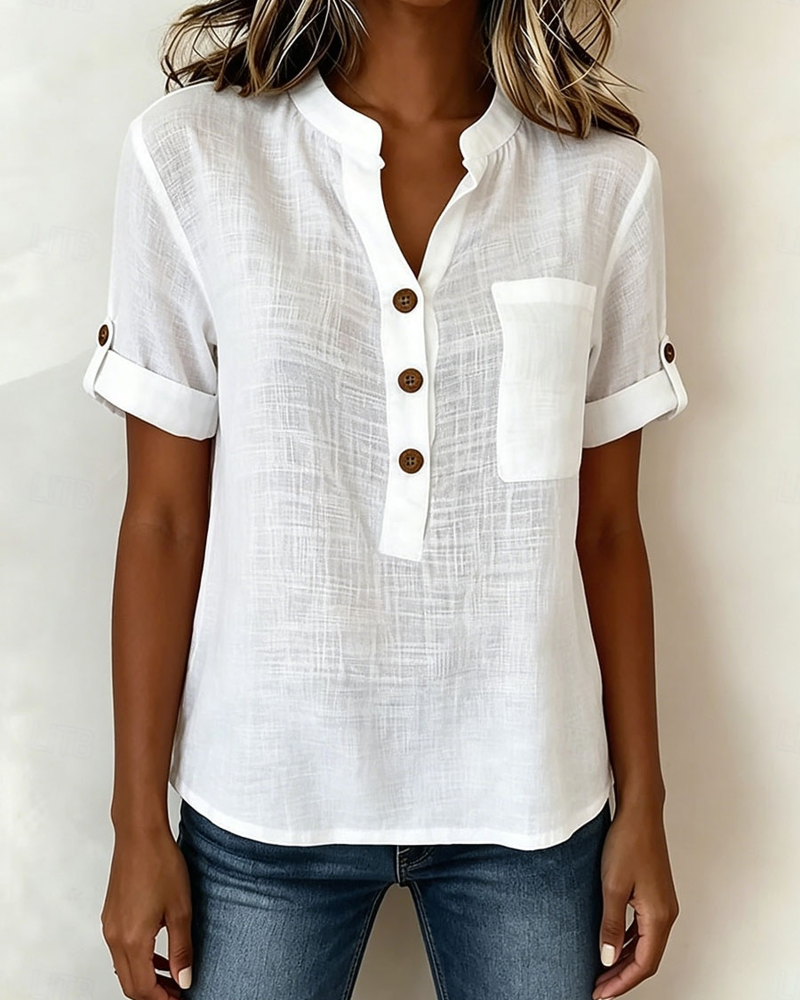 Bluse Halv-Cardigan Kortærmet