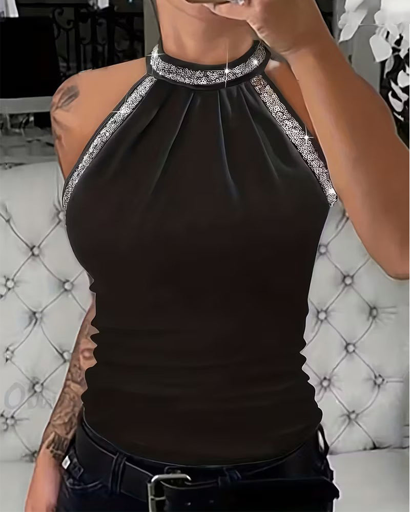 Top Elegant Glimmerstrikket Halter