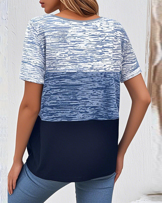 T-shirt Rundhals Kortærmet Kontrastfarve