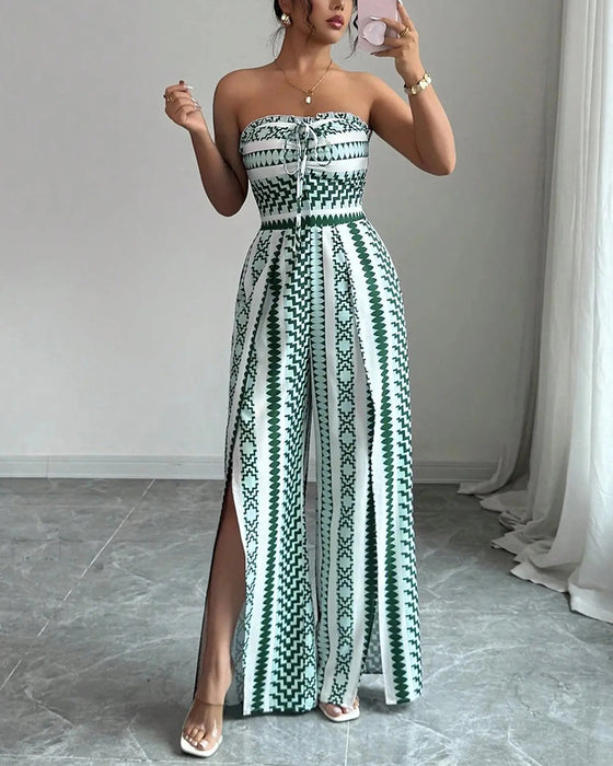 Jumpsuit Geometrisk Bandeau Slids Bred Ben