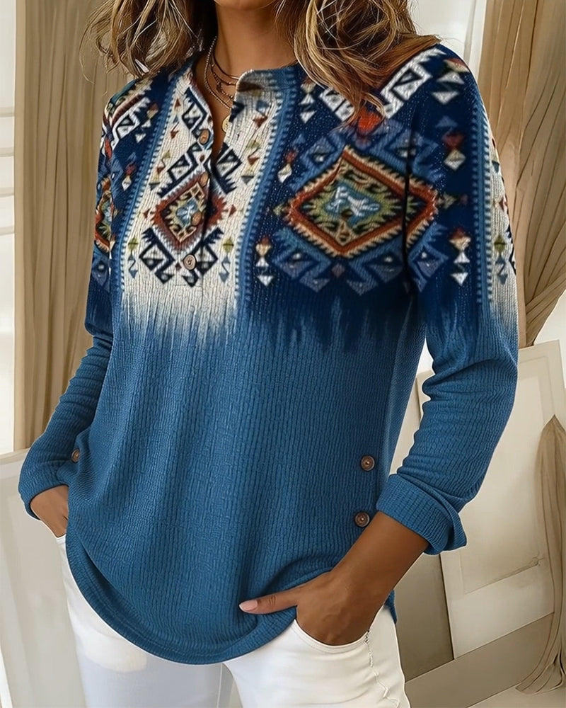 Top Retrostil Trykt Casual