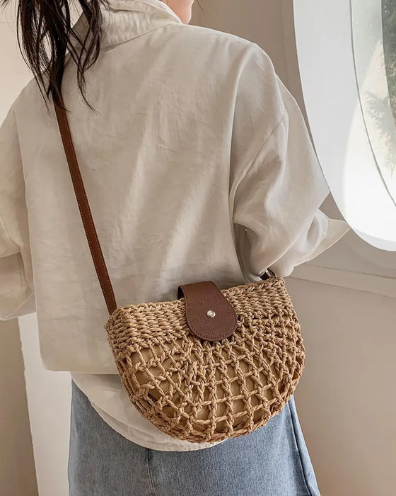 Taske Boho Halvcirkelformet Hul Strå