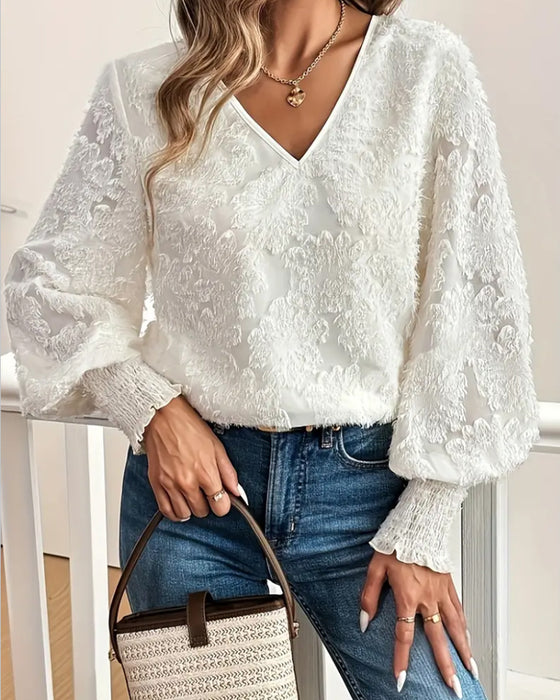 Bluse Lygteærme Elegant V-hals