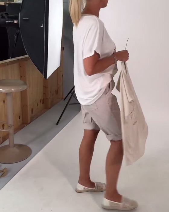 T-Shirt V-Hals Printet Alsidig