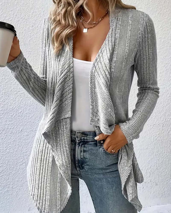 Cardigan Casual Ensfarvet Uregelmæssig