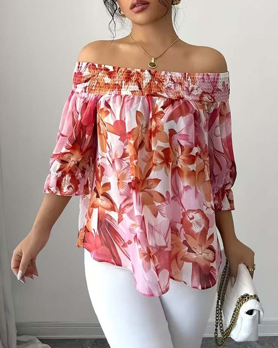 Bluse Off-Shoulder Tryk Bobble Ærme