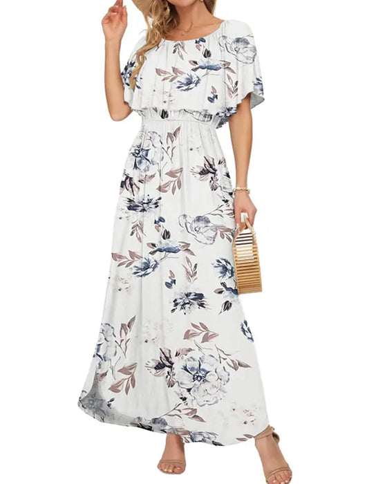 Kjole Elegant Blækvask Blomstret Maxi