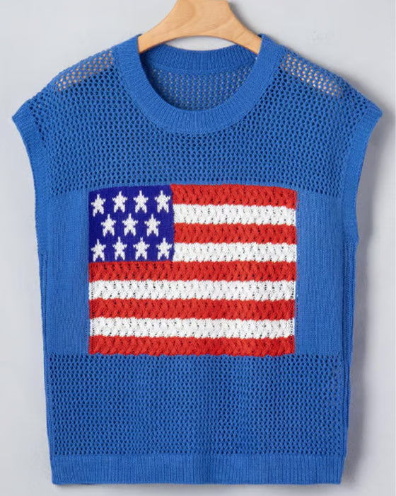 Pullover Flag Mønster Crewneck