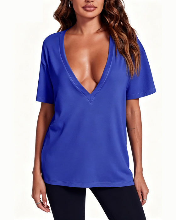 T-Shirt Kvinder Sexet Dyb V-Hals