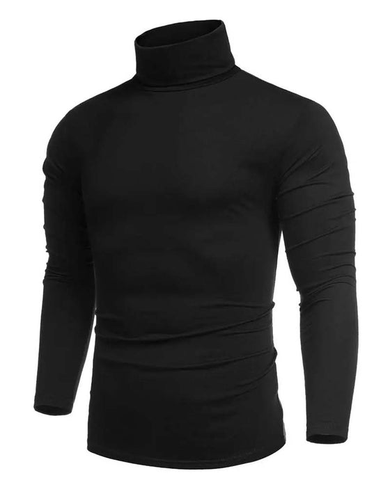 Bluse Høj Hals Slim Fit Solid Herre