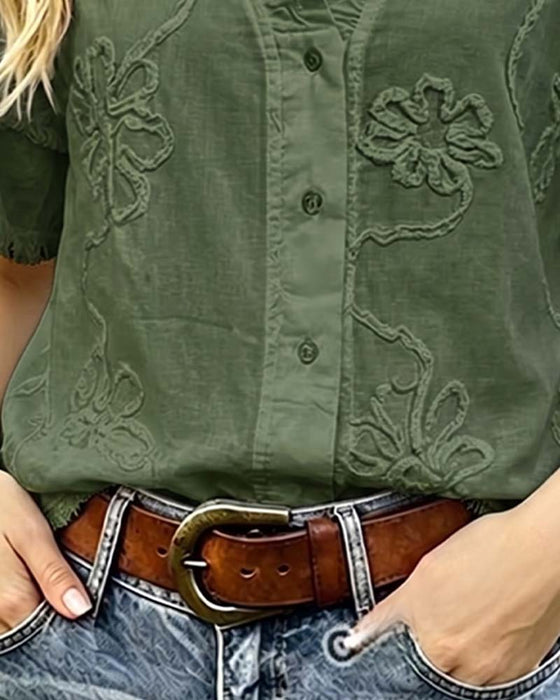 Bluse Frynset Kant Pufærme