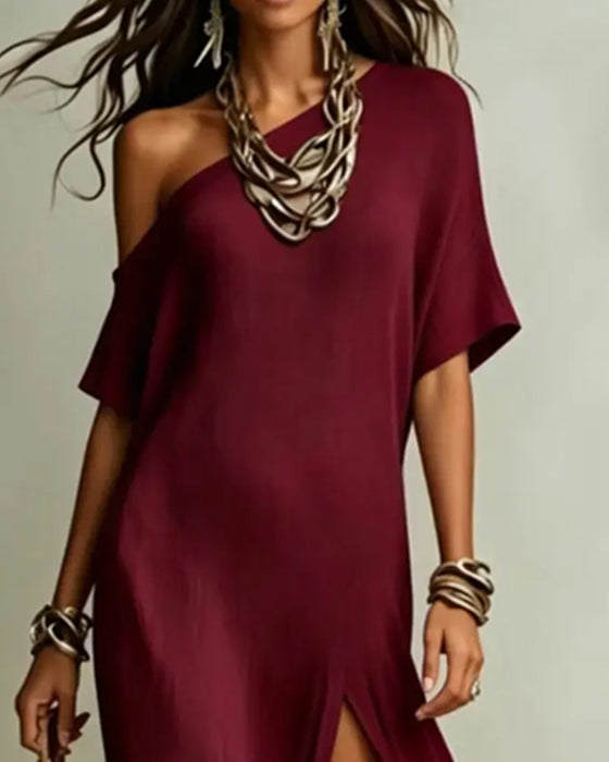 Kjole Off-Shoulder Slids Flagermus Ærme