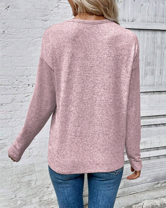 Top Langærmede Rundhals Kærlighedshjerte Tryk