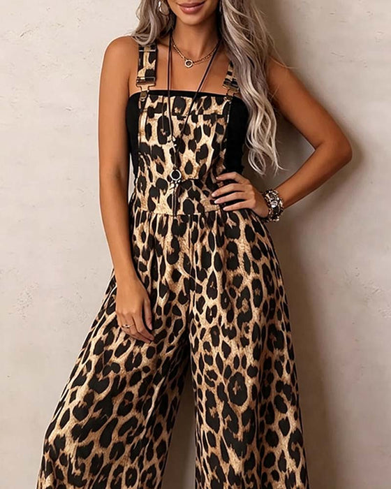 Jumpsuit Leopard Høj Talje Bred Ben Seler