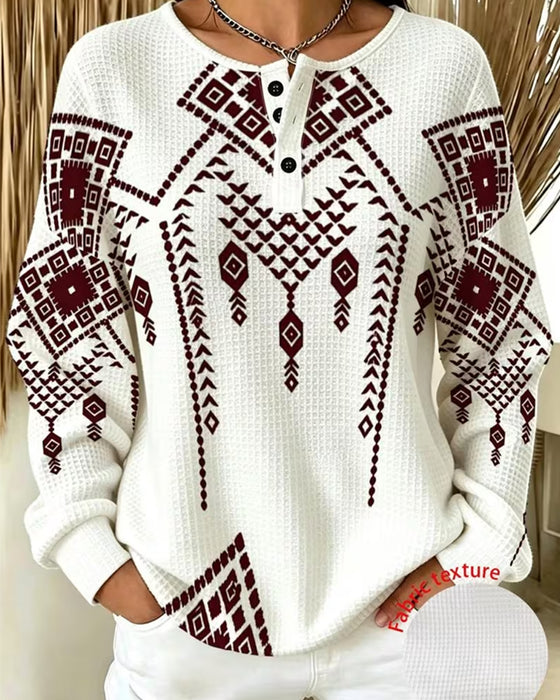 Sweatshirt Bohemian Tryk Casual
