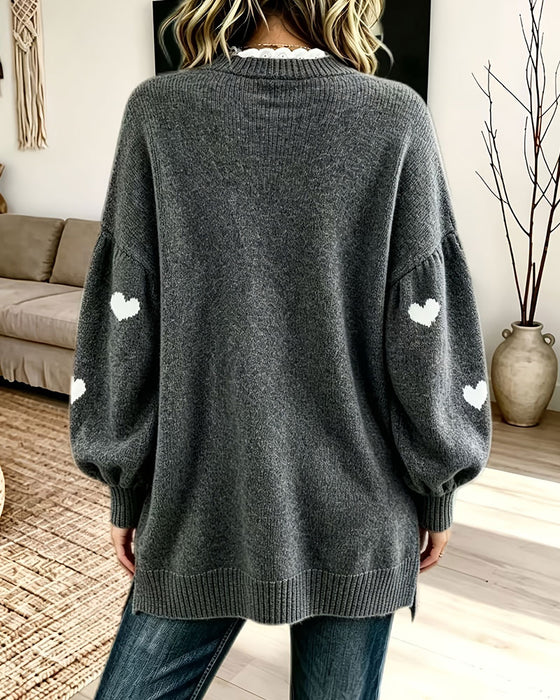 Sweater Hjerte Tryk V-hals