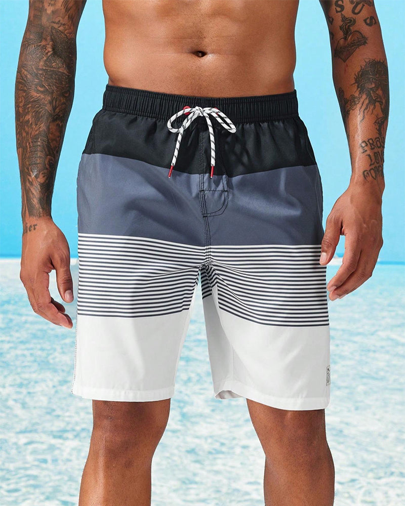 Shorts Herre Farveblokeret Stribet Strand