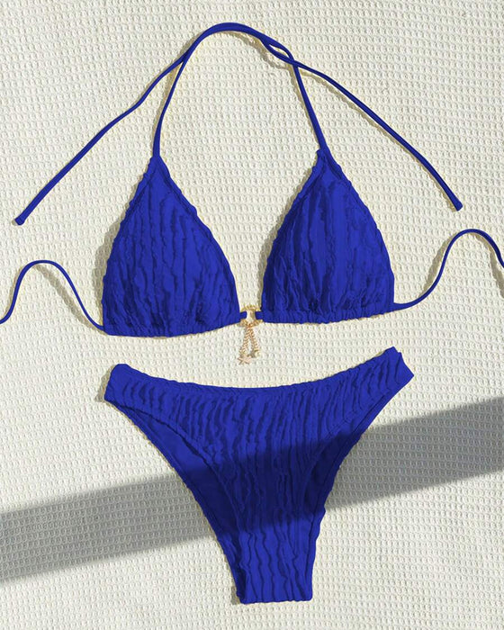 Bikini Sexet Ensfarvet Todelt Trekant