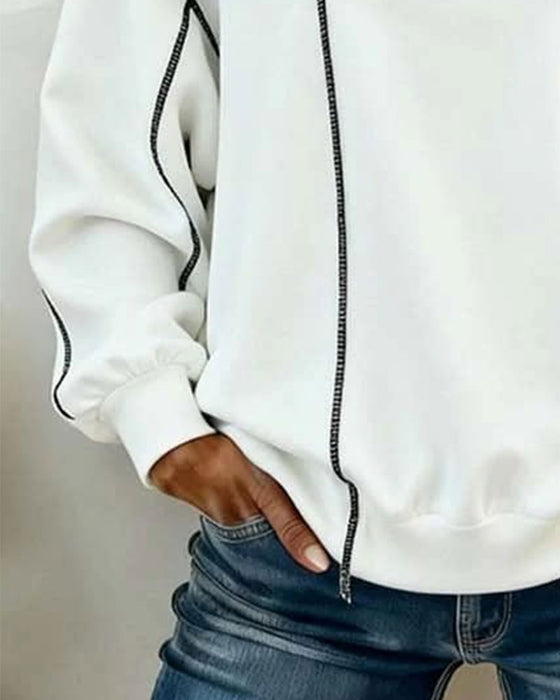 Sweatshirt Rund Hals Oversized Farveblok