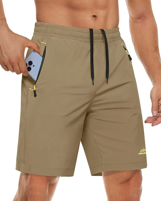Shorts Elastik Talje Snørre Lynlås Sport