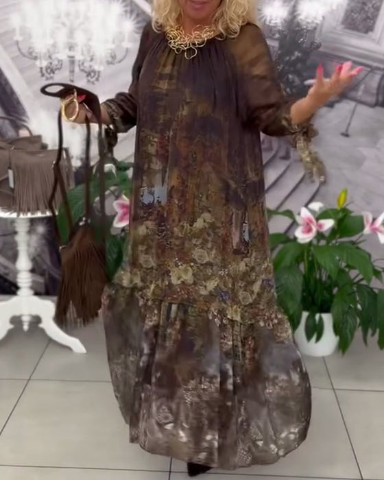 Kjole Elegant Blomstertryk Lang