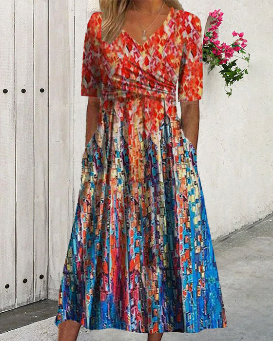 Resortkjole med V-hals og lommer