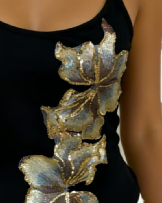 Cami Top Stroppet Stor Blomstret Tryk