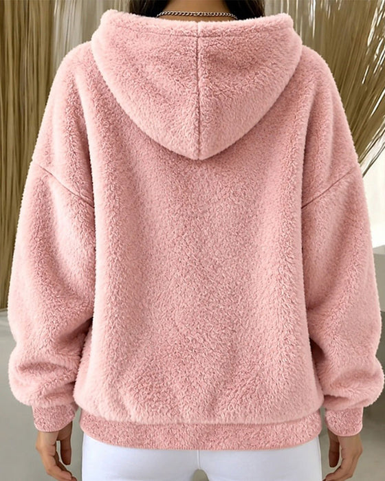 Hoodie Plys Hætte Afslappet