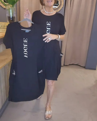 Kjole Casual Korte Ærmer Løs Bogstavtryk