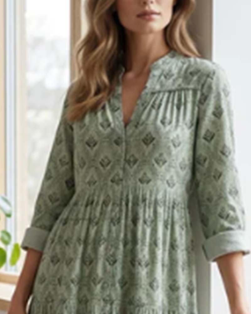 Kjole Vintage V-Udskæring Blomstret