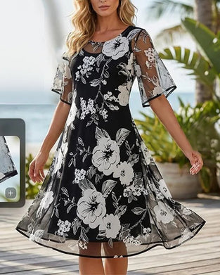 Kjole Rund Hals Blomstret