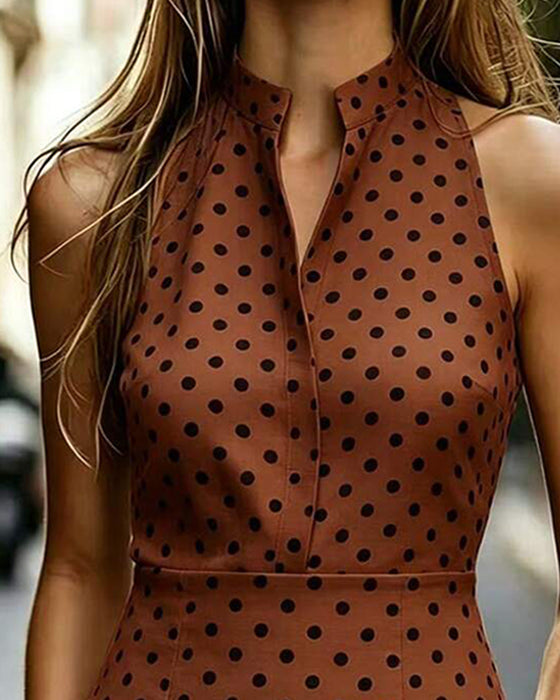 Kjole Ærmeløs Polka Dot Vintage